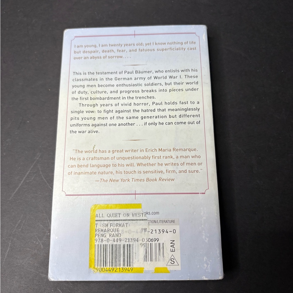 5/$15 All Quiet on the Western Front Paperback Book - Picture 2 of 3